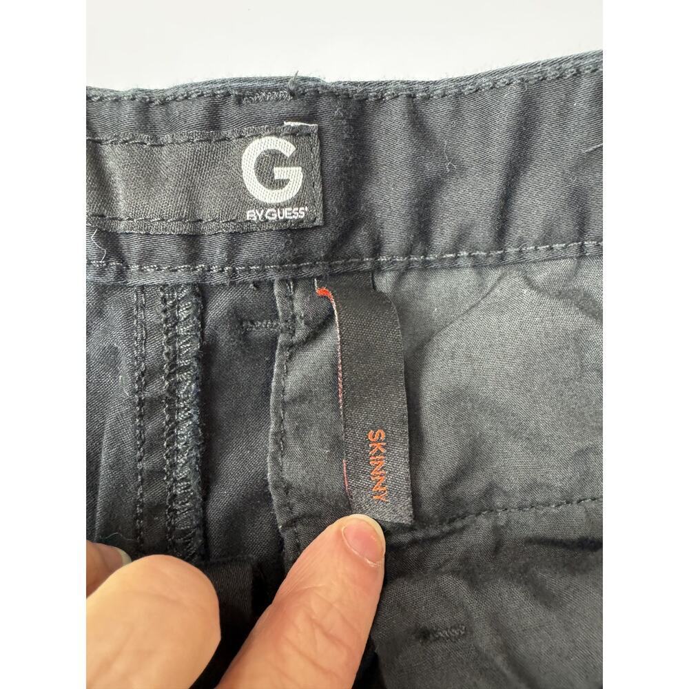 Guess G by Guess Black Skinny Pants Trousers Red Side Stripe Y2K Moto Punk 30*32 - Picture 7 of 10